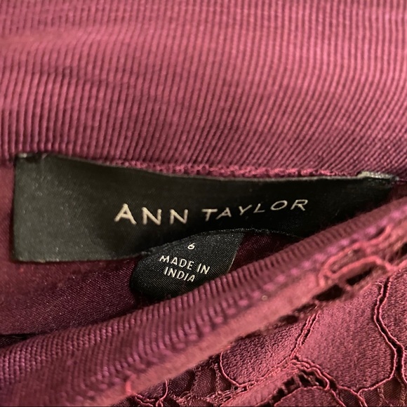 ANN TAYLOR LACE PENCIL SKIRT PLUM - Picture 4 of 5